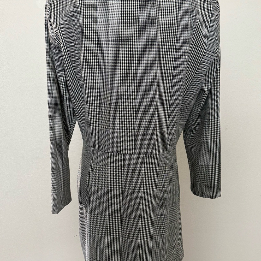 Zara Monochrome Plaid Long Sleeve Dress